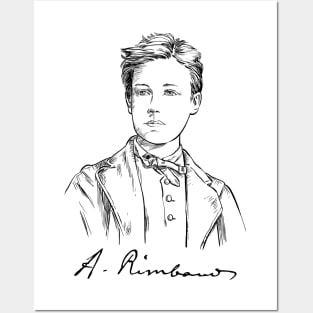 Arthur Rimbaud, French poet, Portrait, Signature Posters and Art